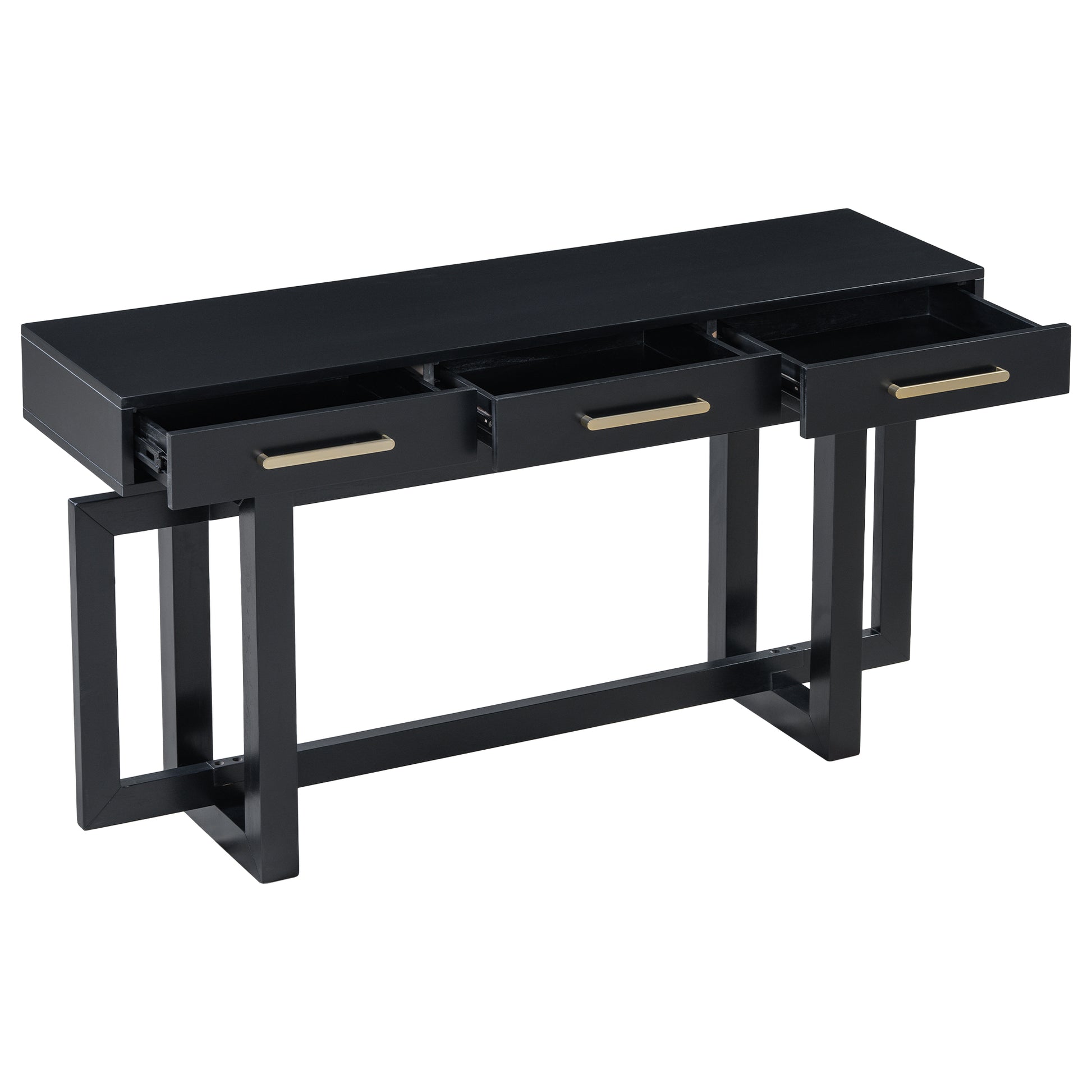 Black Artsy Console Table with Drawers - 57" Long