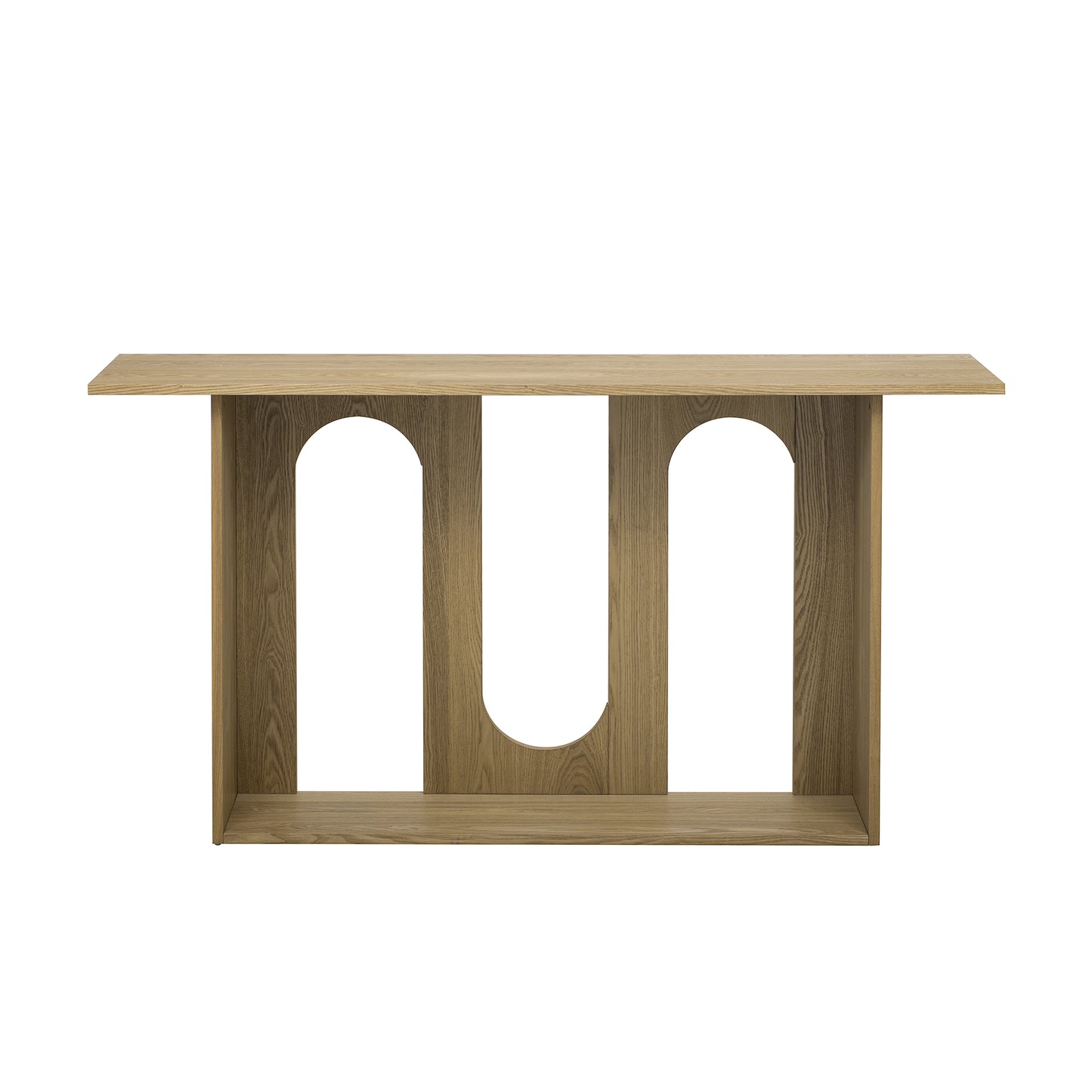 Natural Ash Veneer Console Table with Shelf - 60" x 15.7"