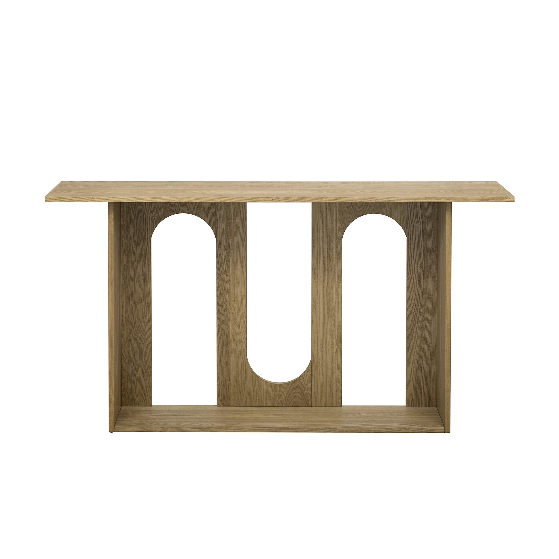 Natural Ash Veneer Console Table with Shelf - 60" x 15.7"