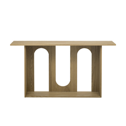 Natural Ash Veneer Console Table with Shelf - 60" x 15.7"