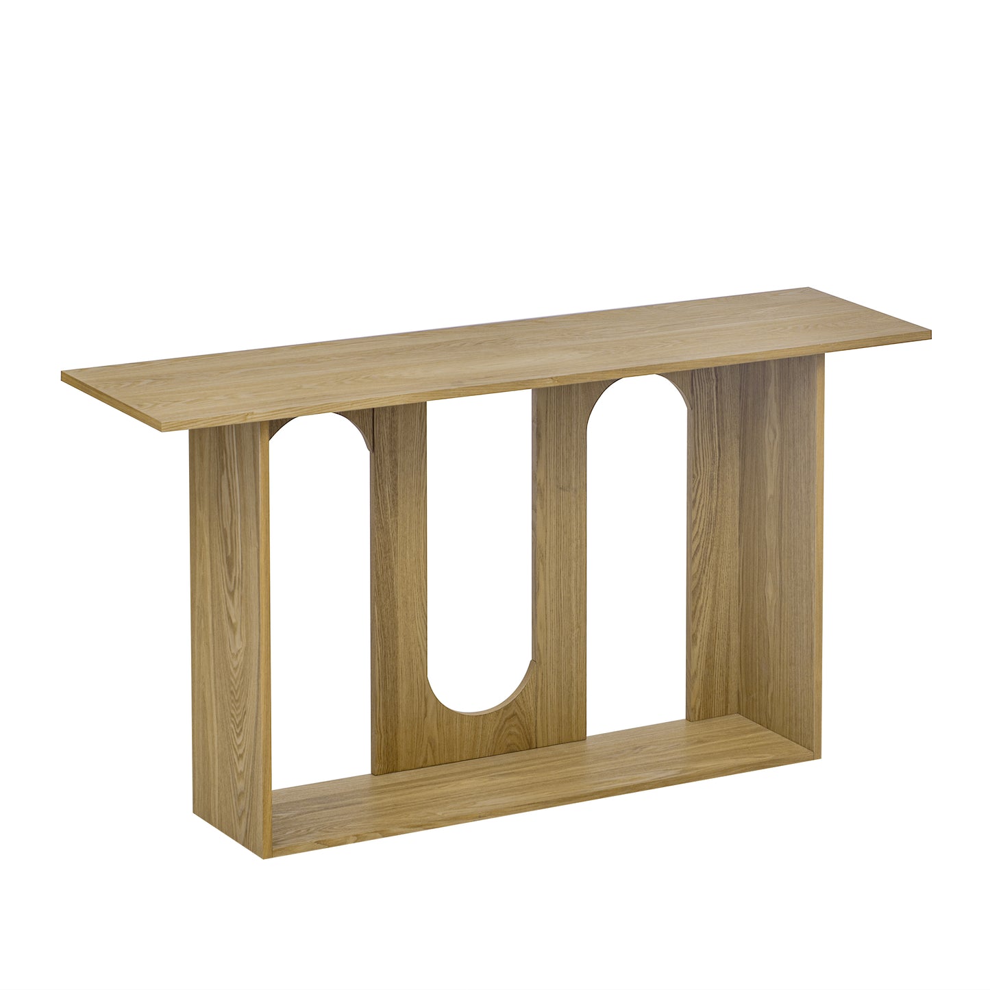 Natural Ash Veneer Console Table with Shelf - 60" x 15.7"
