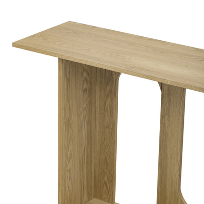 Natural Ash Veneer Console Table with Shelf - 60" x 15.7"