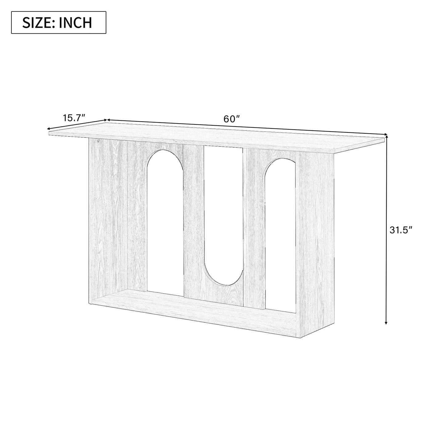 Natural Ash Veneer Console Table with Shelf - 60" x 15.7"