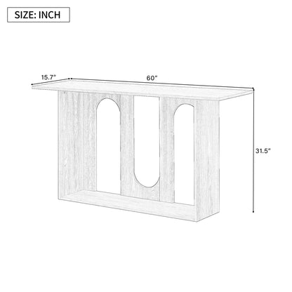 Natural Ash Veneer Console Table with Shelf - 60" x 15.7"