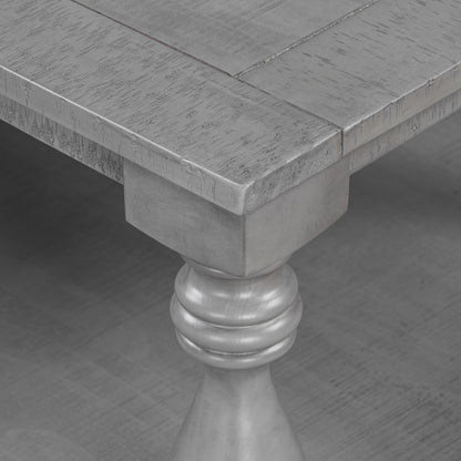 Gray Vintage Coffee Table - Vase Column Legs, Pine Finish