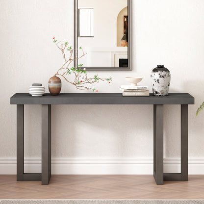 Geometric Console Table with Pine Legs for Entryway or Living Room