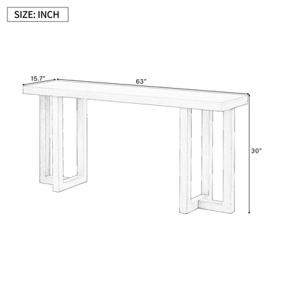 Geometric Console Table with Pine Legs for Entryway or Living Room