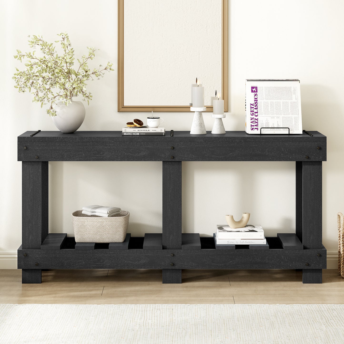 Vintage Entryway Table - Solid Wood & Storage