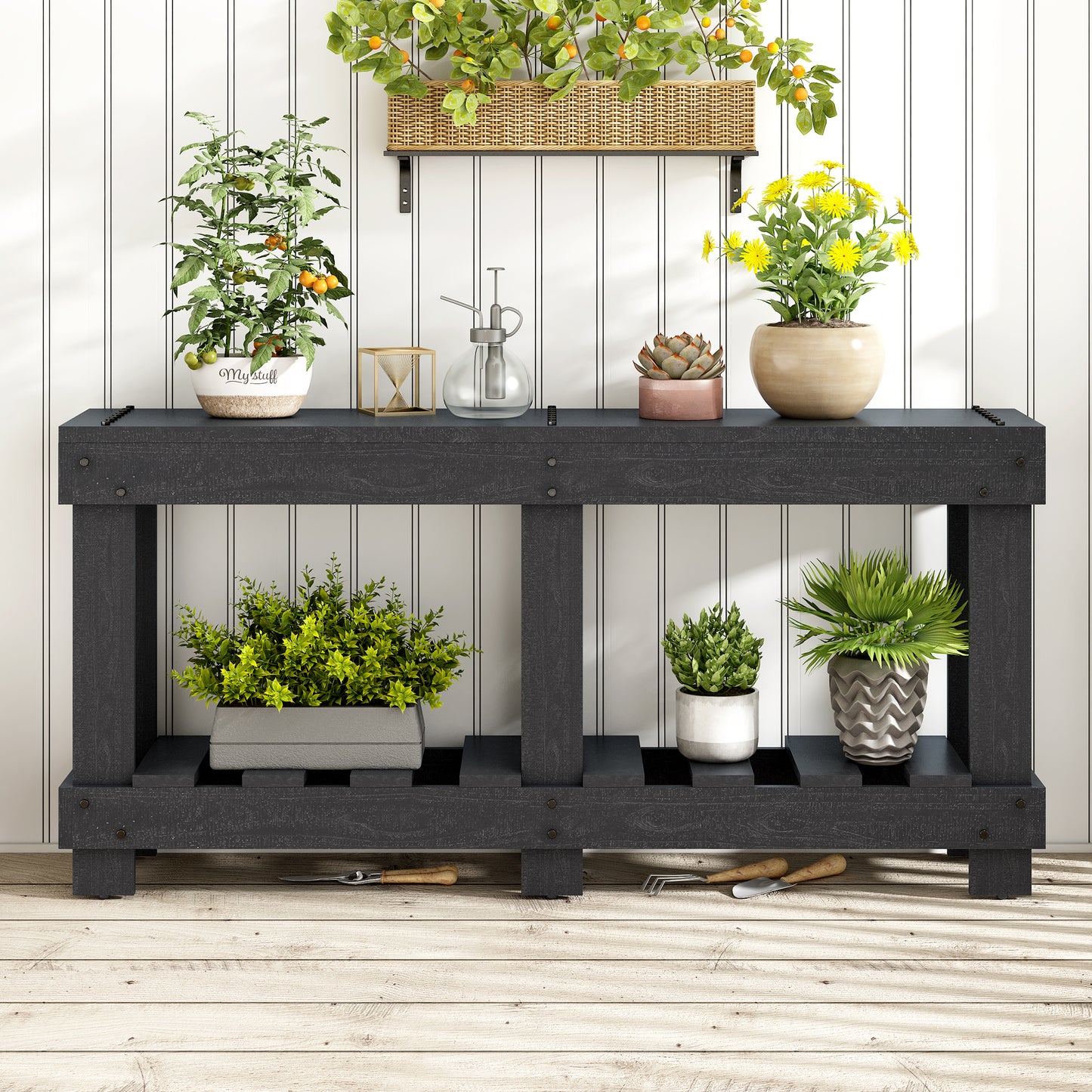 Vintage Entryway Table - Solid Wood & Storage