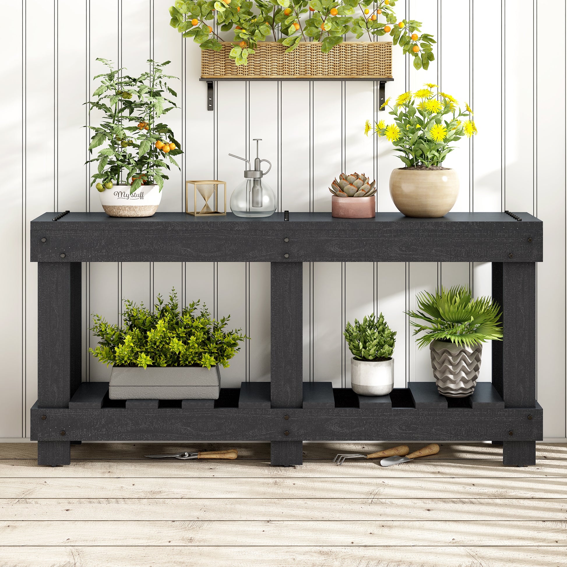 Vintage Entryway Table - Solid Wood & Storage