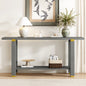 U_Style 62.9" Modern Minimalist Console Table, Solid Wood Entryway Sofa Table with Metal Accents, Built-in Shelf, for Living Room, Hallway (3 Colors: Black, Gray, Natural)