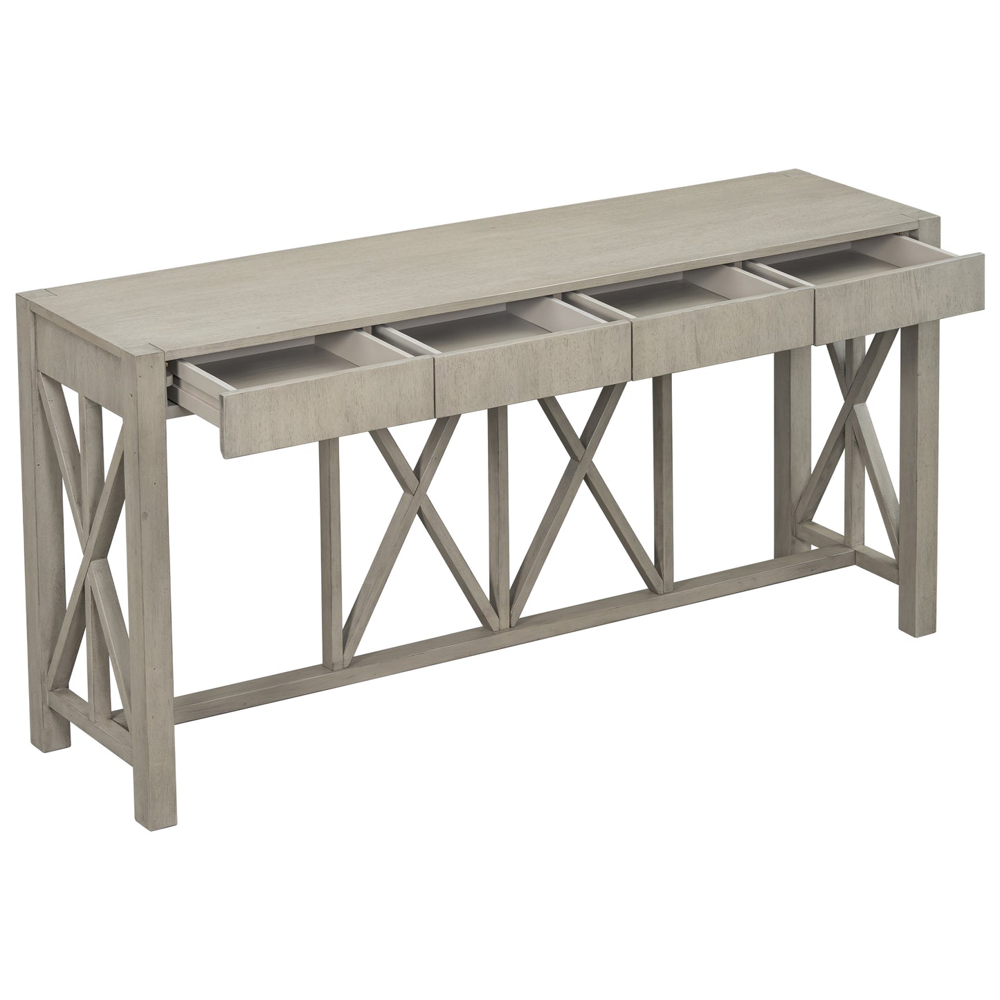60 Inch Grey Acacia Console Table with Drawers