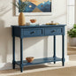 TREXM Daisy Series Console Table Traditional Design with Two Drawers and Bottom Shelf (Dark Navy)