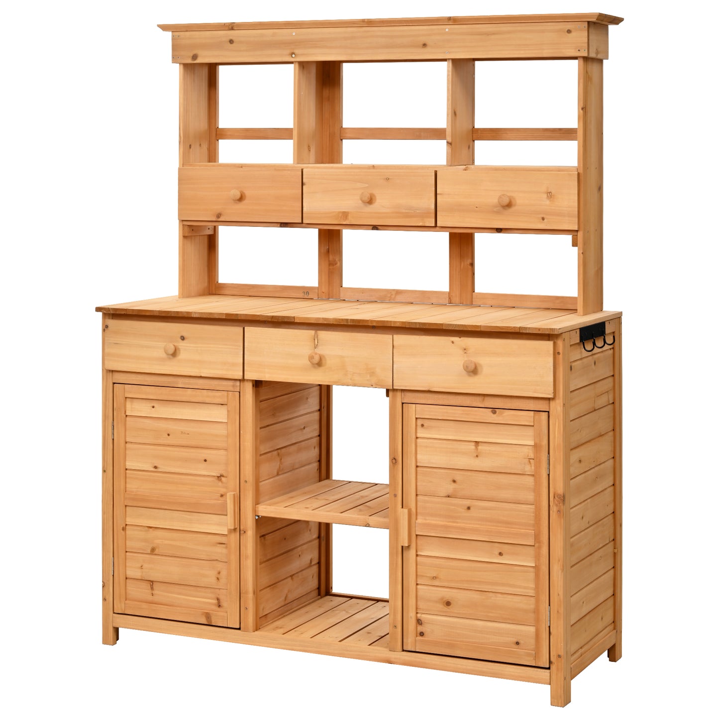 Rustic Wood Garden Potting Bench for Outdoor Patio Storage and Workstation
