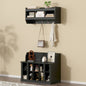 Black Storage Bench with Hooks - Hallway Organizer