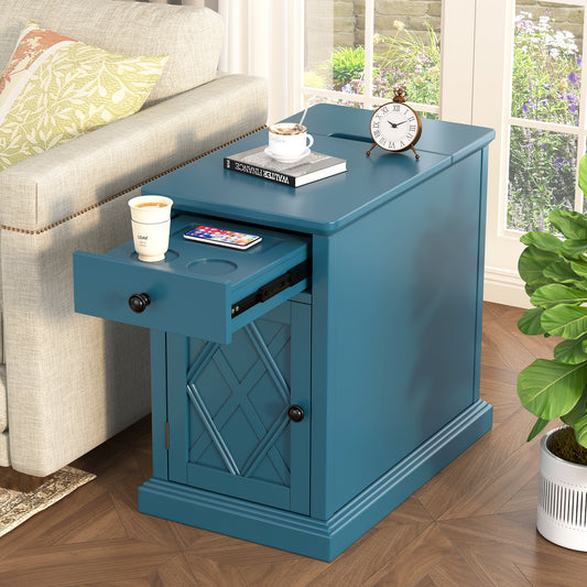 U-Can Classic Charging Livingroom End Table with USB Ports and Storage