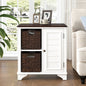 U Can  End Table Side Table with a shutter style design.With two woven grass baskets