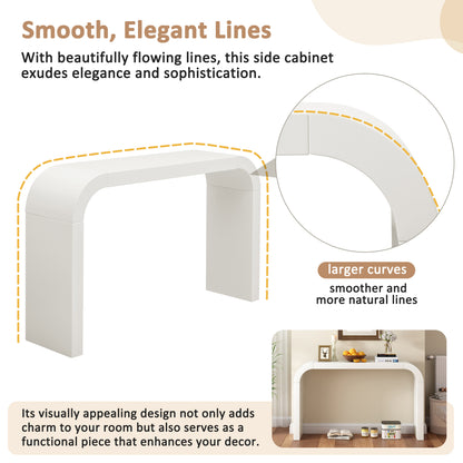 Cream White Console Table - 52" Modern Design for Living Room
