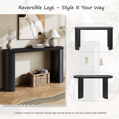 Black Console Table with Beaded Trim - 59.84" Entryway Accent Table