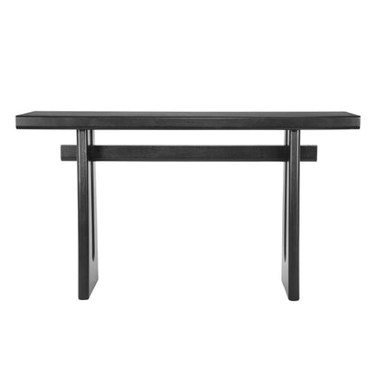 Black Geometric Console Table – MDF, 59.25" Wide for Living Room