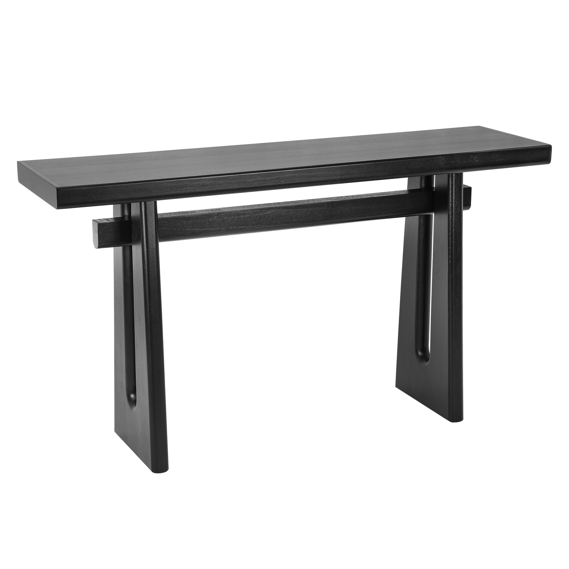 Black Geometric Console Table – MDF, 59.25" Wide for Living Room