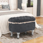 29.5'' Storage Benches, End of Bed Bench with Button-Tufted, Fabric Upholstered Storage Ottoman, Window Bench with Fringe, Shoe Cabinet Bench, Footboard Bench for Bedroom, Entryway, Cloakroom,Grey