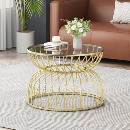 Golden Coffee Table - Glass & Metal Modern Design