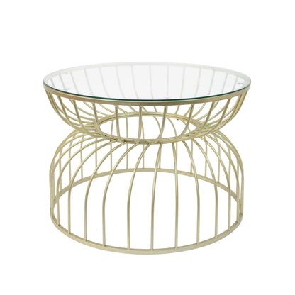 Golden Coffee Table - Glass & Metal Modern Design