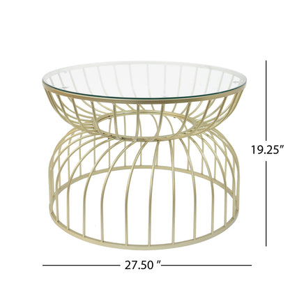 Golden Coffee Table - Glass & Metal Modern Design