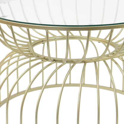 Golden Coffee Table - Glass & Metal Modern Design