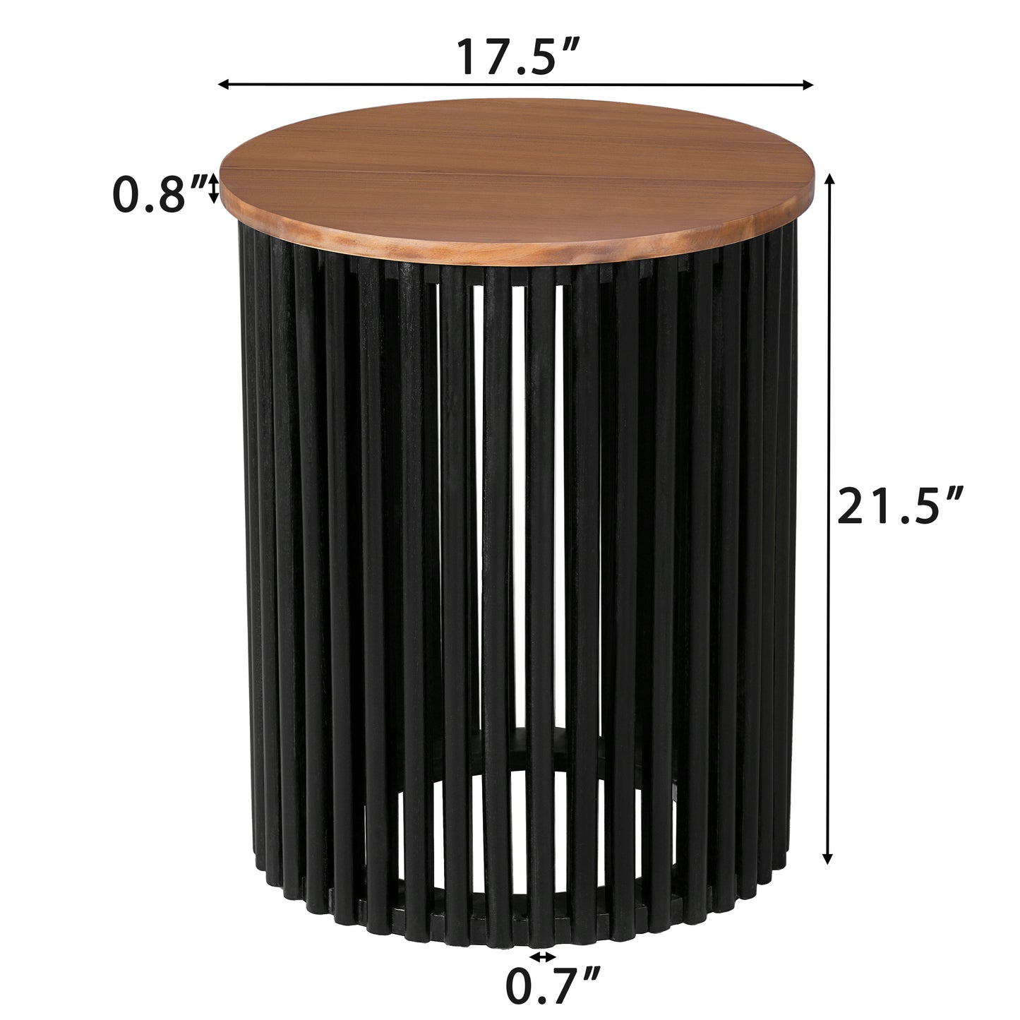 Acacia Wood Coffee Table & Side Table Set - Natural Black