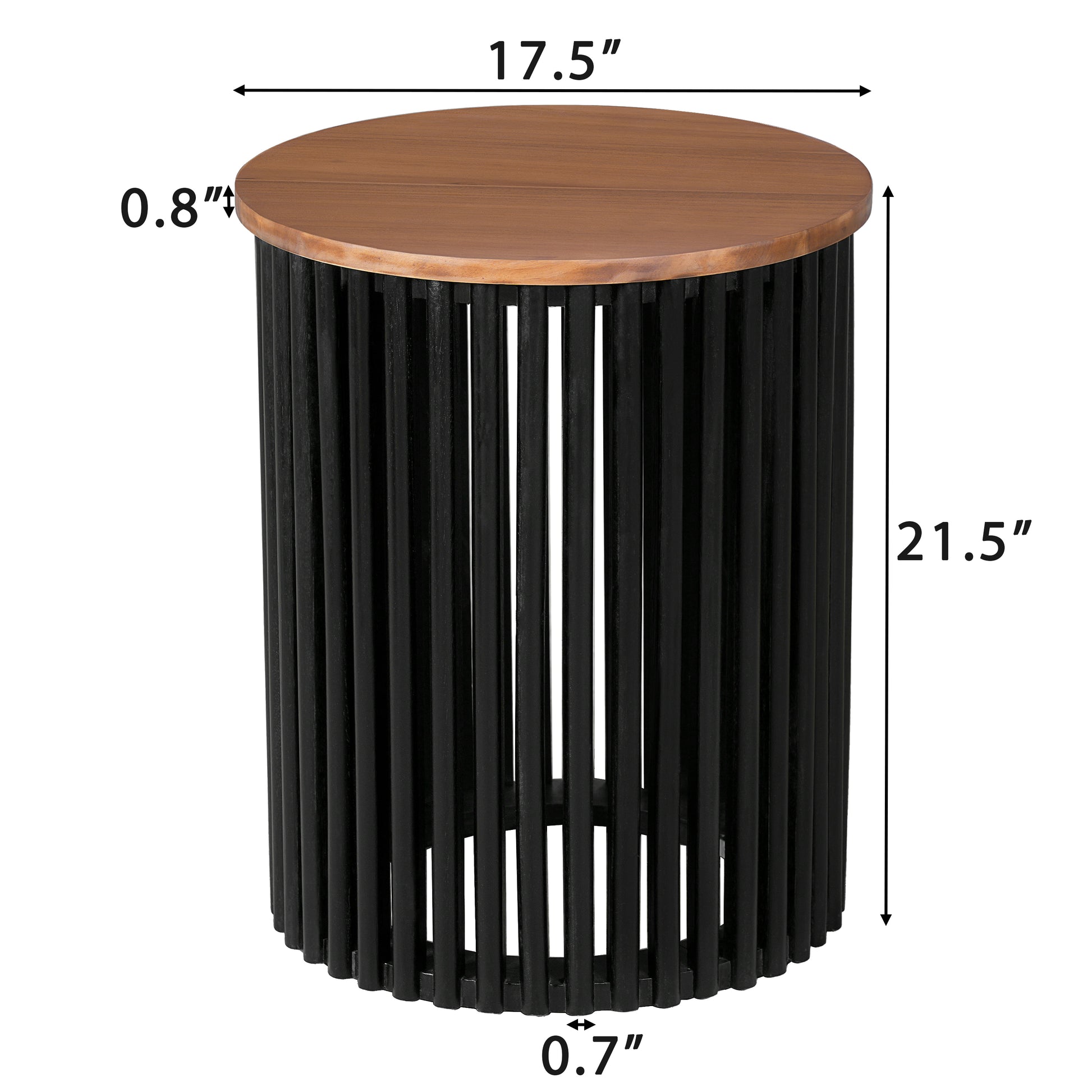 Acacia Wood Coffee Table & Side Table Set - Natural Black