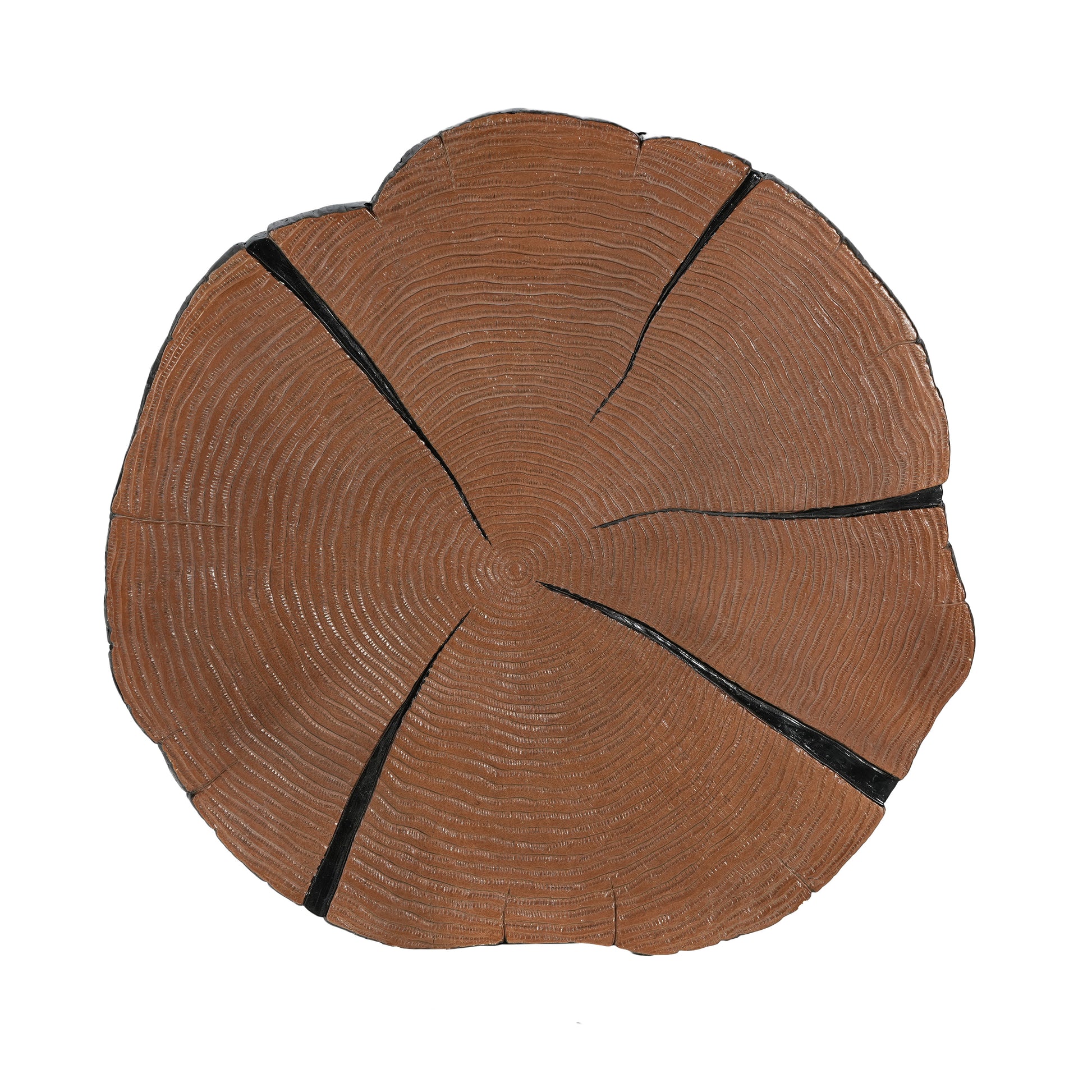 Irregular Coffee Table - Black MGO Top, Natural Wood Base - 27" for Living Room
