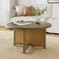 32'' Rattan Coffee Table, Round Rattan Woven Wood Coffee Table