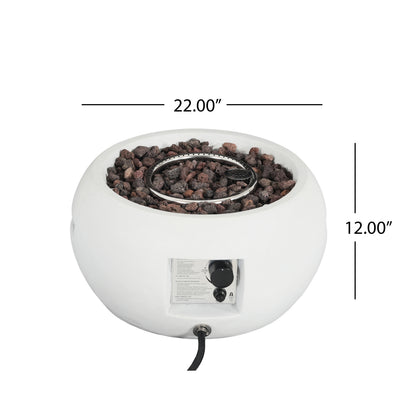 White Magnesium Oxide Fire Pit - 40,000 BTU Outdoor Heating