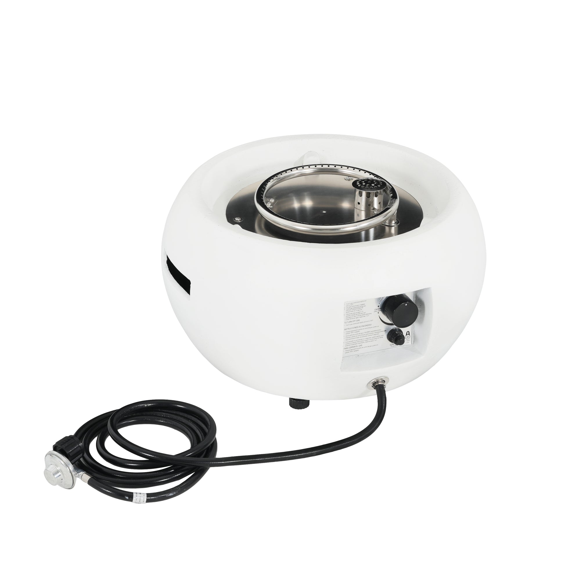 White Magnesium Oxide Fire Pit - 40,000 BTU Outdoor Heating