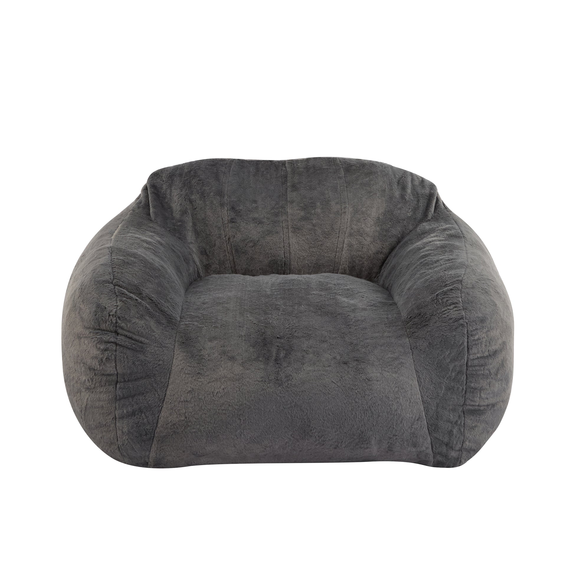 Soft Gray Faux Fur Bean Bag Chair for Living Room Comfort