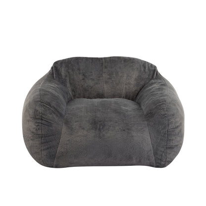 Soft Gray Faux Fur Bean Bag Chair for Living Room Comfort