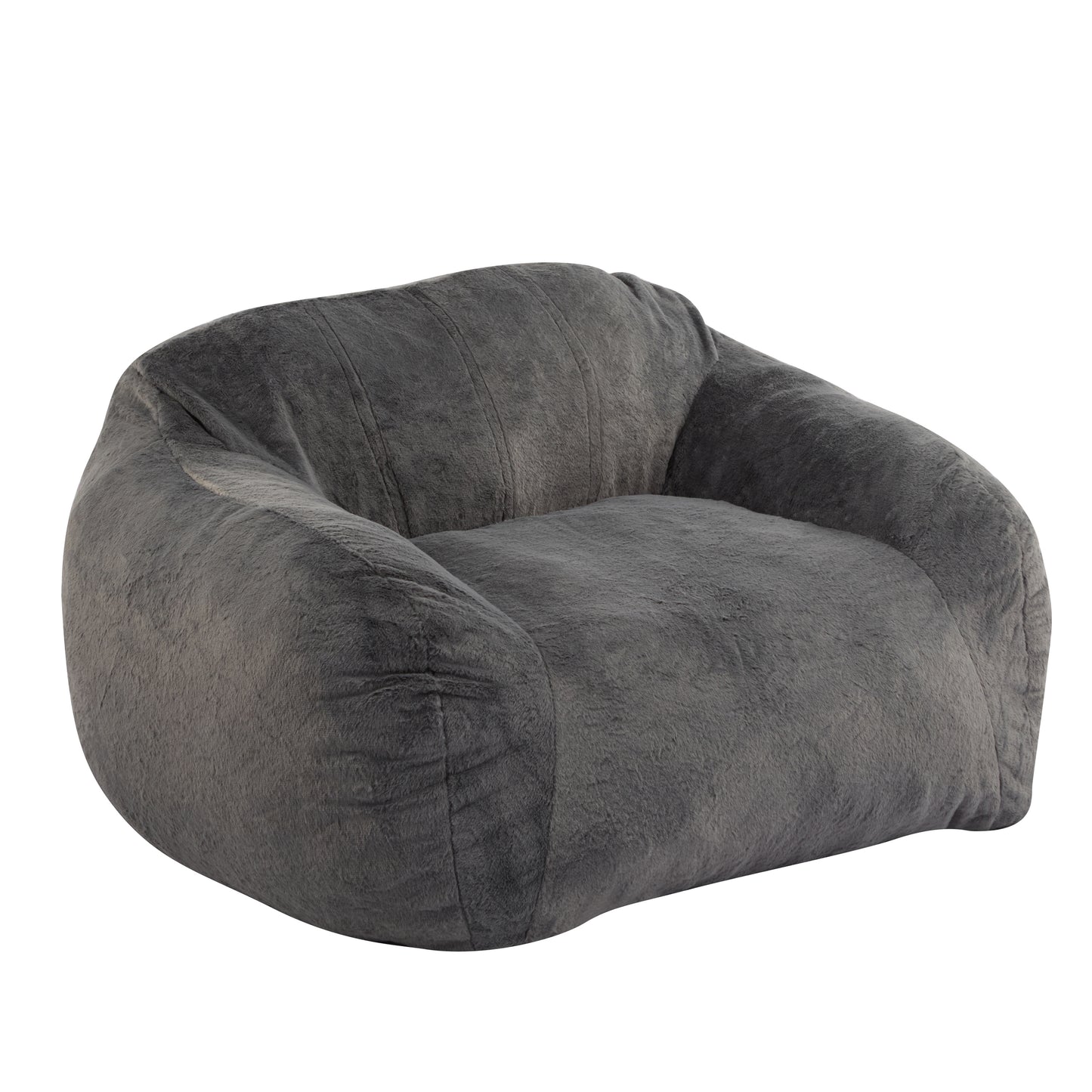 Soft Gray Faux Fur Bean Bag Chair for Living Room Comfort