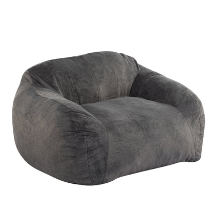Soft Gray Faux Fur Bean Bag Chair for Living Room Comfort