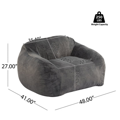 Soft Gray Faux Fur Bean Bag Chair for Living Room Comfort