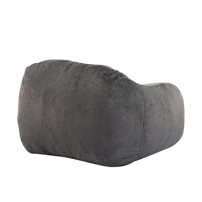 Soft Gray Faux Fur Bean Bag Chair for Living Room Comfort