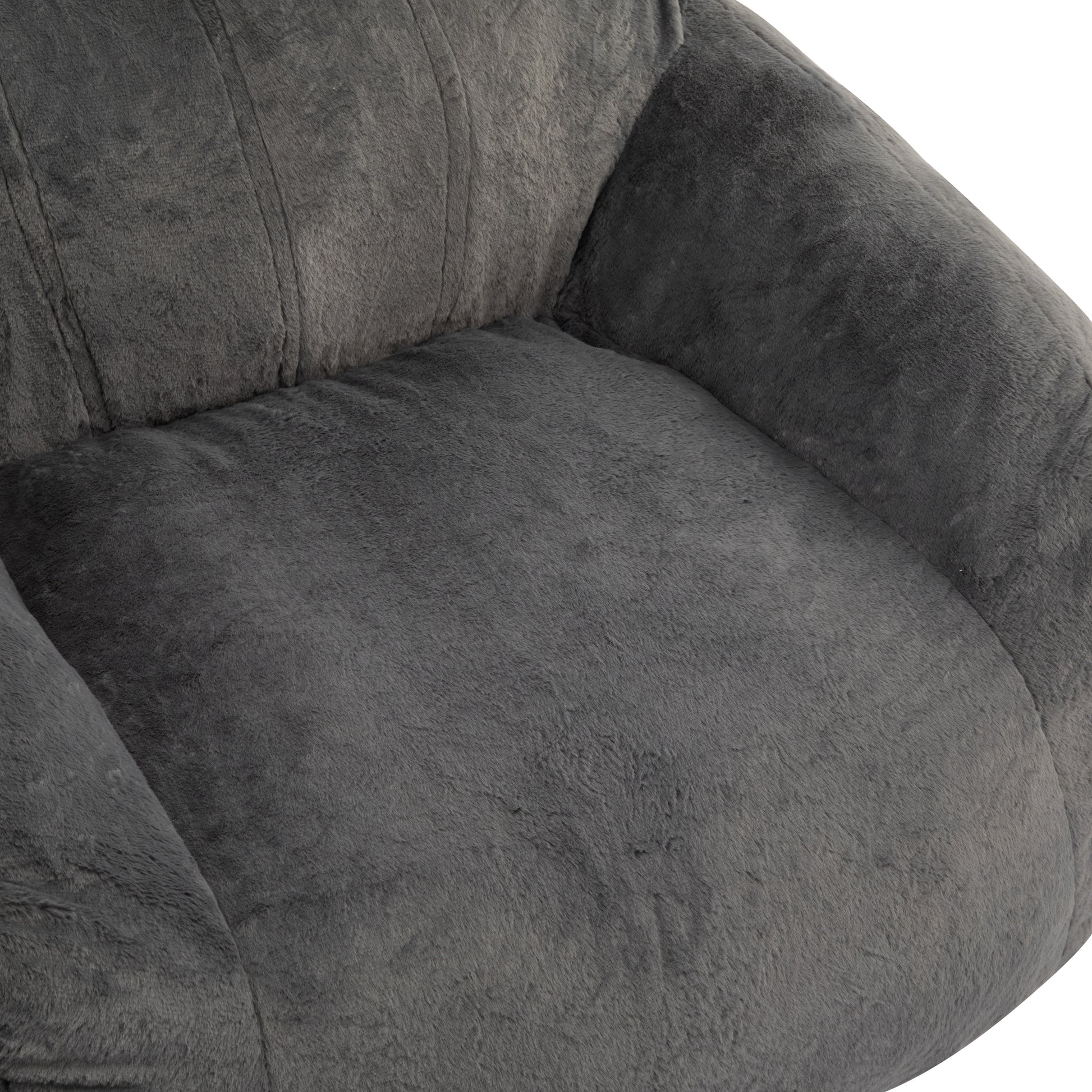 Soft Gray Faux Fur Bean Bag Chair for Living Room Comfort