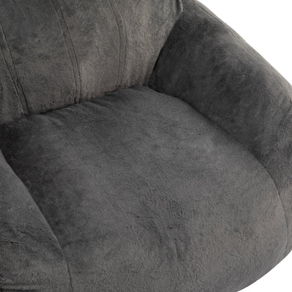 Soft Gray Faux Fur Bean Bag Chair for Living Room Comfort