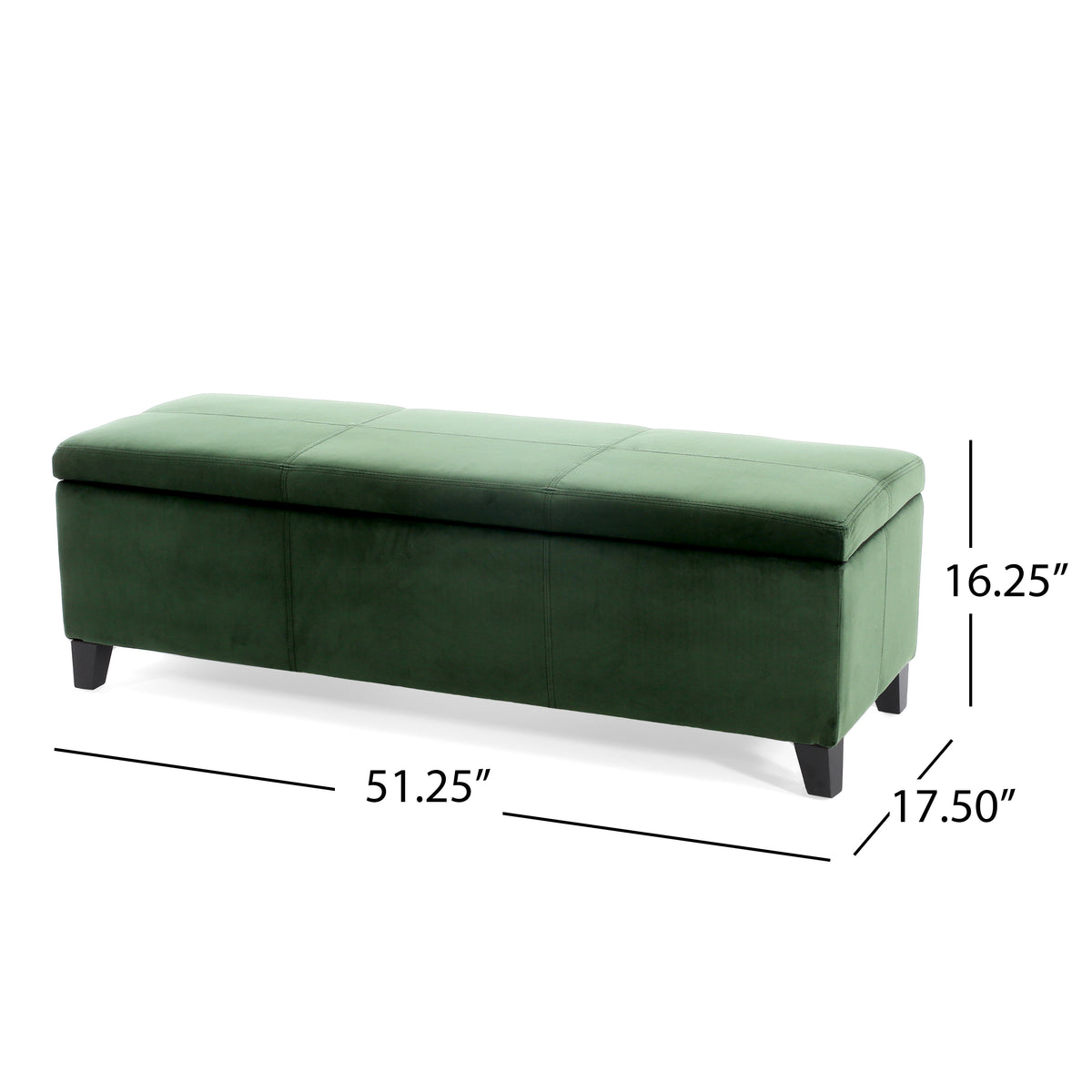 Forest Green Storage Bench with Hidden Ottoman Storage for Living Room