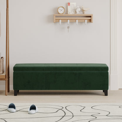 Indoor Forest Green Storage Ottoman Bench - 51.25''L Upholstered Entryway Bench with Hidden Storage, 300lbs Weight Capacity for Living Room, Bedroom & Hallway