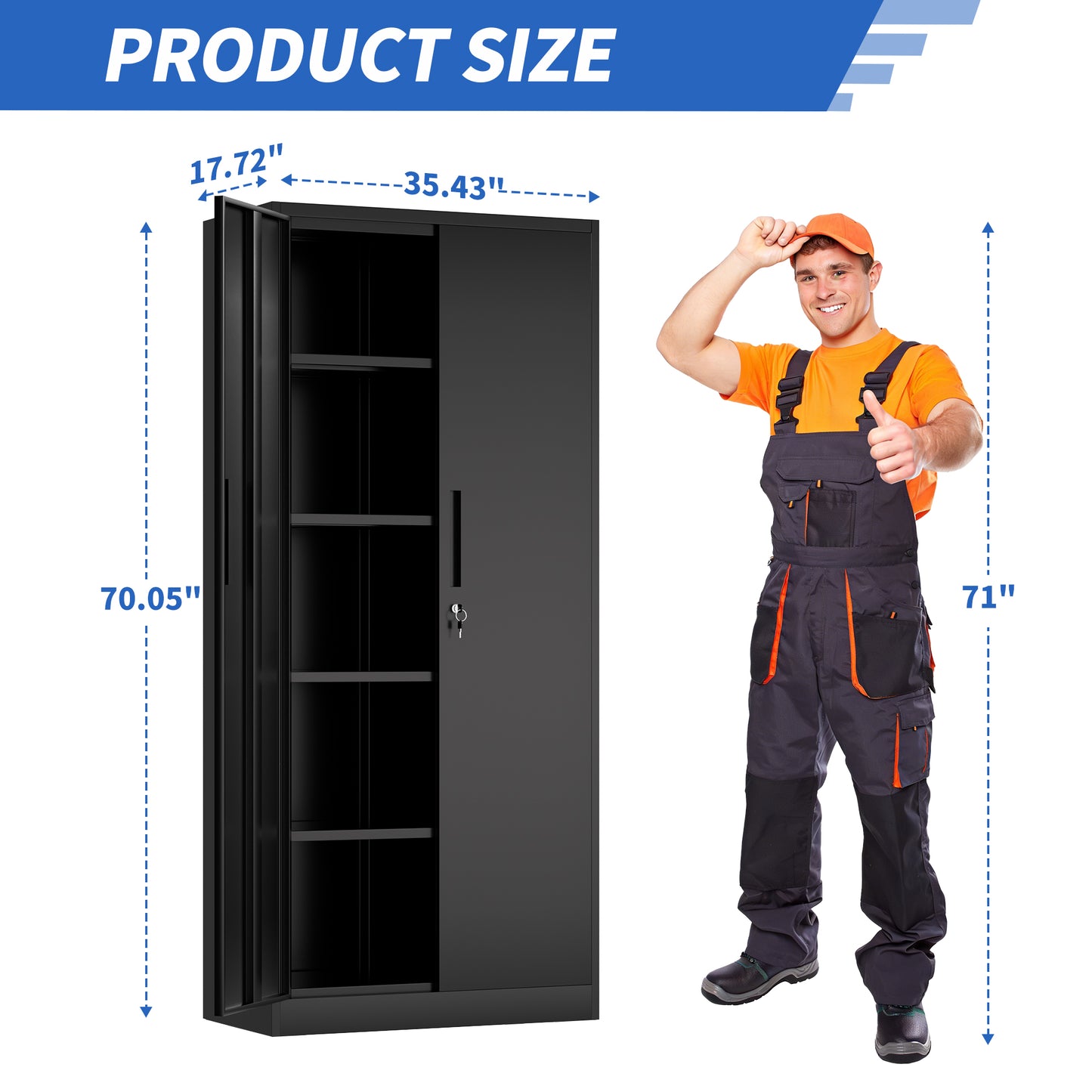 Black Metal Filing Cabinet - 3 Shelf Office Cabinet