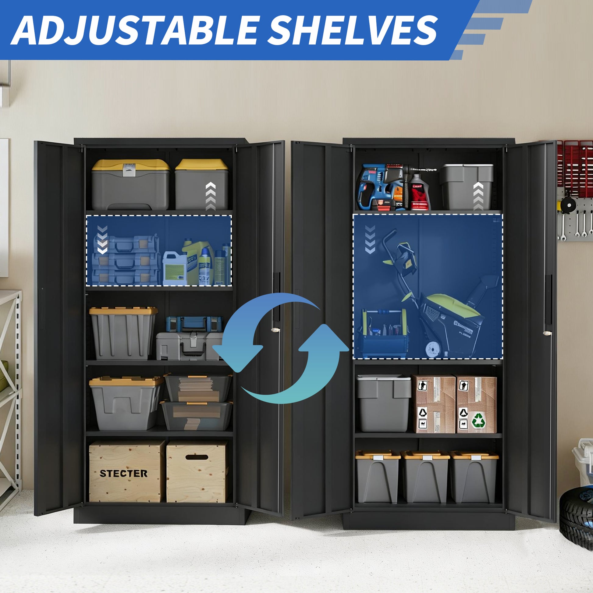 Black Metal Filing Cabinet - 3 Shelf Office Cabinet