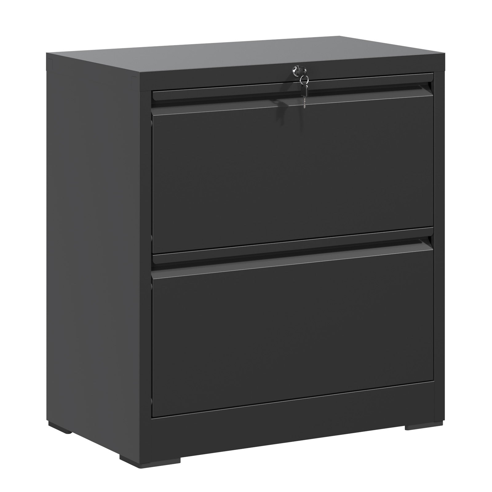 Black Steel Lateral File Cabinet with Lock for Modern Office Storage