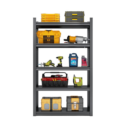 5 Tier Metal Shelving Unit - Black Gray Storage for Living Room